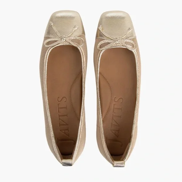 Eric Javits Gold Metallic Ballet Flat Women’s Size 9 NEW Breathable Mesh - Picture 3 of 13